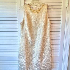 Maggy London Gold Brocade Shift Dress